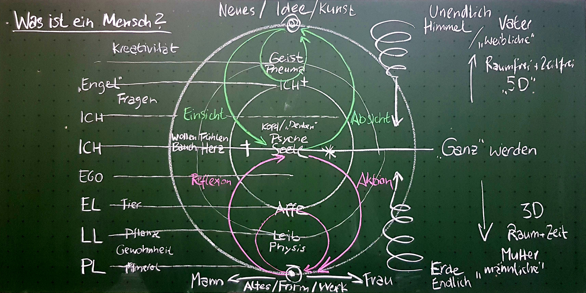 Tafelbild Begriffsarbeit Was ist ein Mensch? – Vergrößern durch klick!